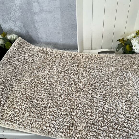 Ralph Lauren Vintage Spun Cotton Loop X-Large Plush Woven Tub Bathmat Cream Nude - Picture 3 of 15
